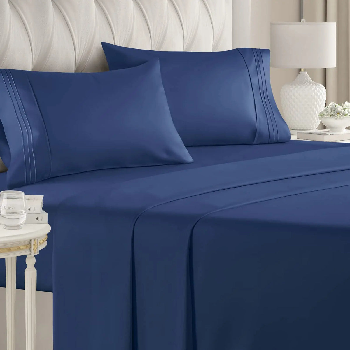 Double Bed Sheets 4Pieces Set Fitted Flat Sheet with Pillowscase Luxury Microfiber