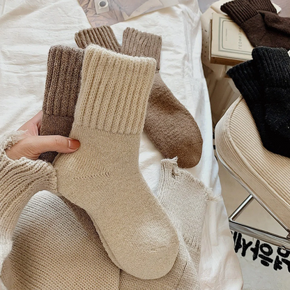 Boot Socks for Women Winter Solid Thick Warm Socks Cozy Crew Socks Christmas Gift,Solid Medium Calf Socks,Terry Thickened Warmth