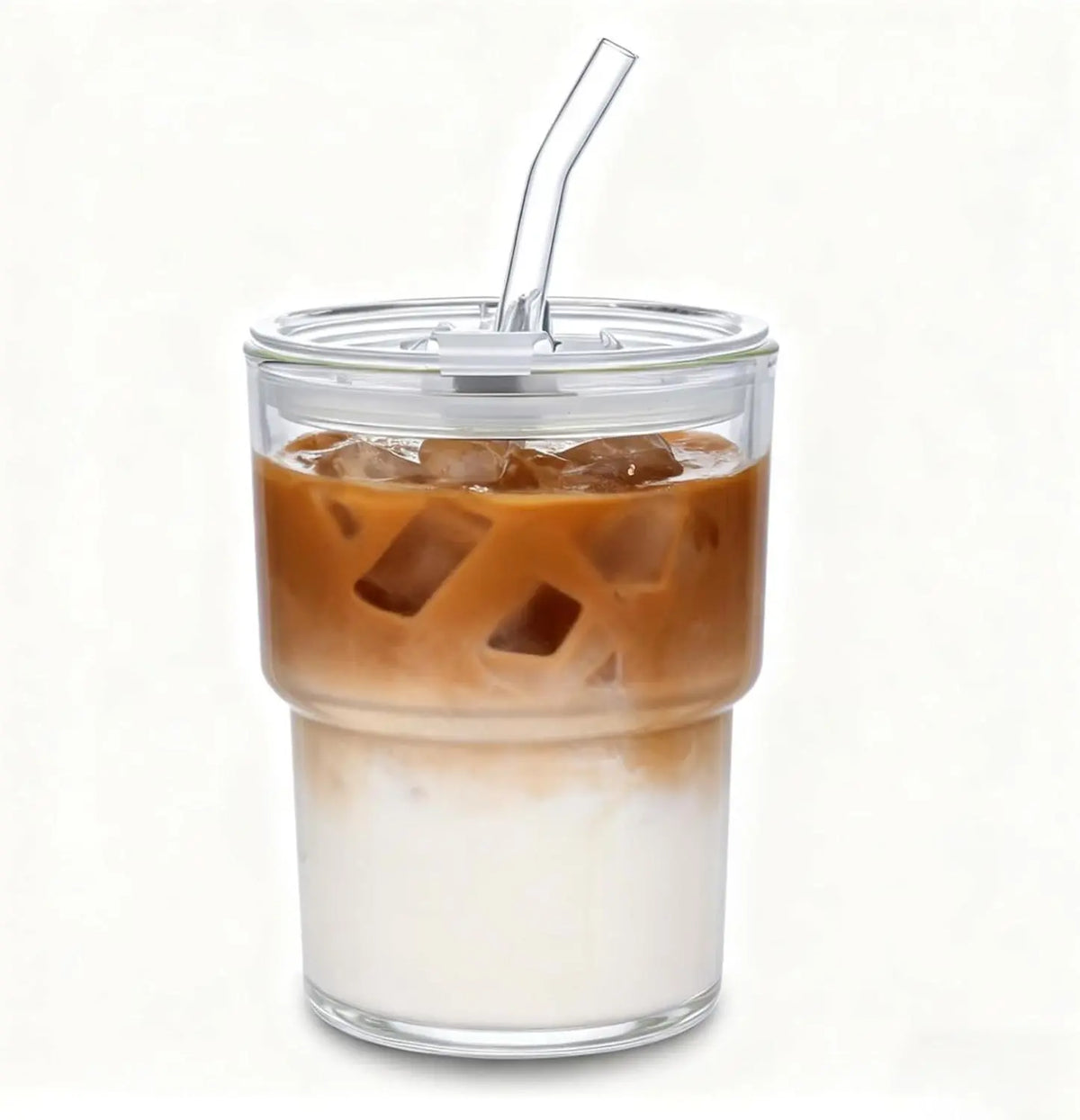 [New Deal] 13Oz Glass Tumbler with Straw and Lid Sealed, Carry on Reusable Iced Coffee Cups,Thick Wall Glass Coffee Drinking Glassware Cups