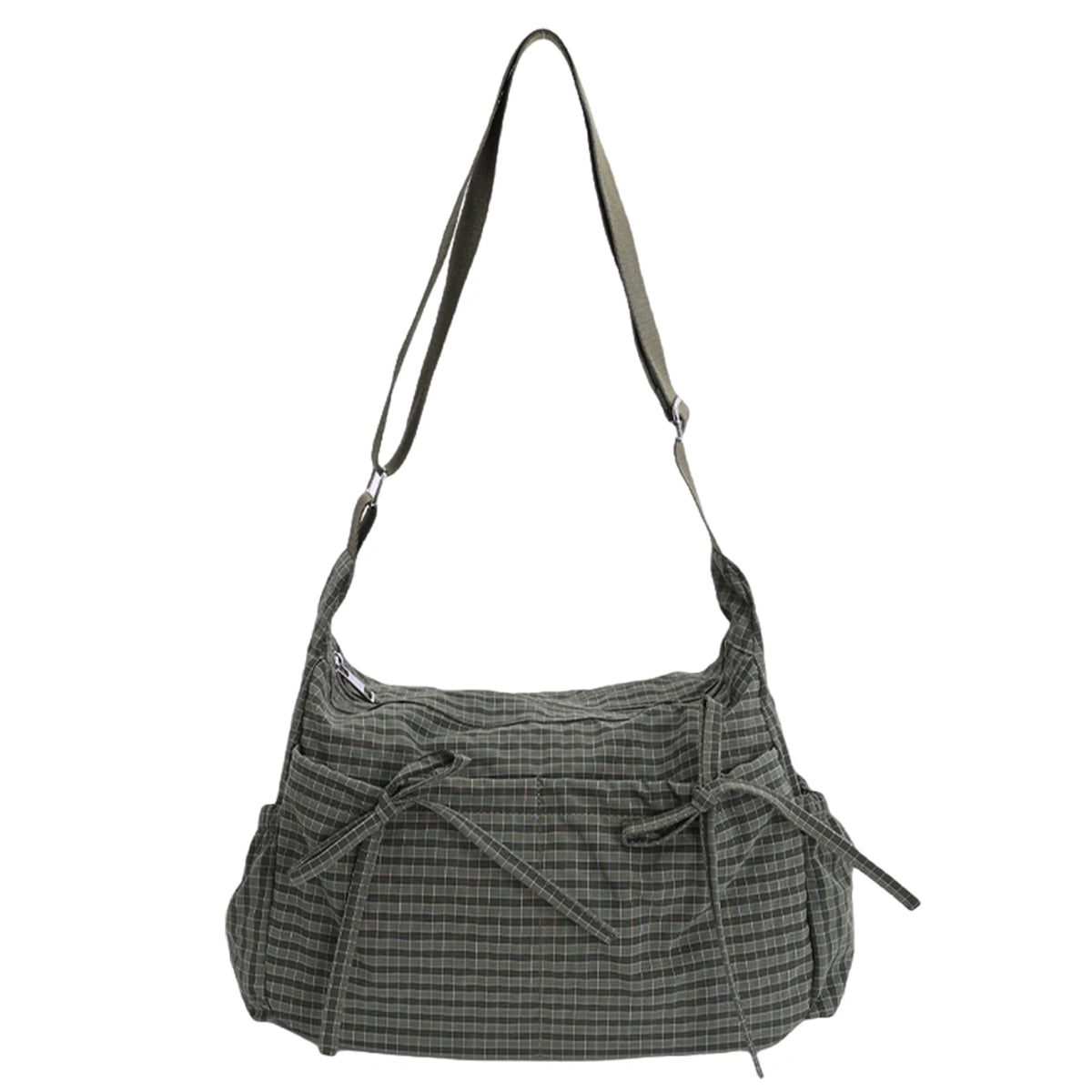 Women Checkered Underarm Bag with Adjustable Strap Messenger Bag for Work Shopping Travel