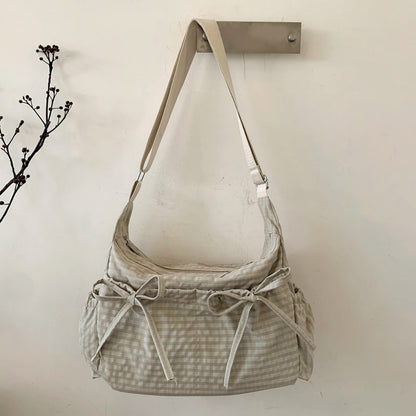 Women Checkered Underarm Bag with Adjustable Strap Messenger Bag for Work Shopping Travel