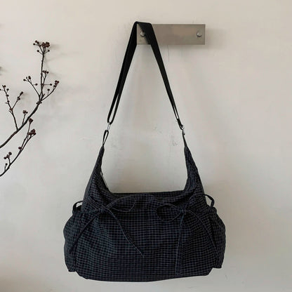 Women Checkered Underarm Bag with Adjustable Strap Messenger Bag for Work Shopping Travel