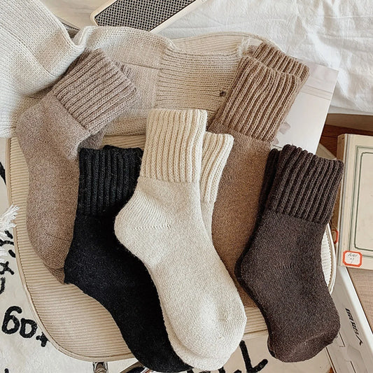 Boot Socks for Women Winter Solid Thick Warm Socks Cozy Crew Socks Christmas Gift,Solid Medium Calf Socks,Terry Thickened Warmth