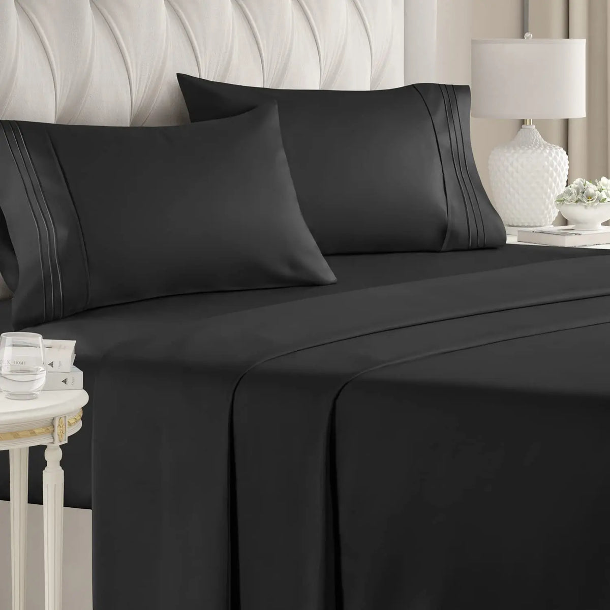 Double Bed Sheets 4Pieces Set Fitted Flat Sheet with Pillowscase Luxury Microfiber