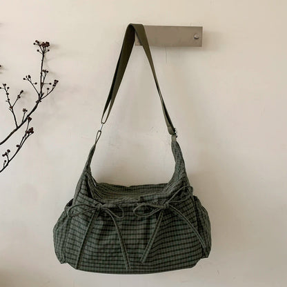 Women Checkered Underarm Bag with Adjustable Strap Messenger Bag for Work Shopping Travel