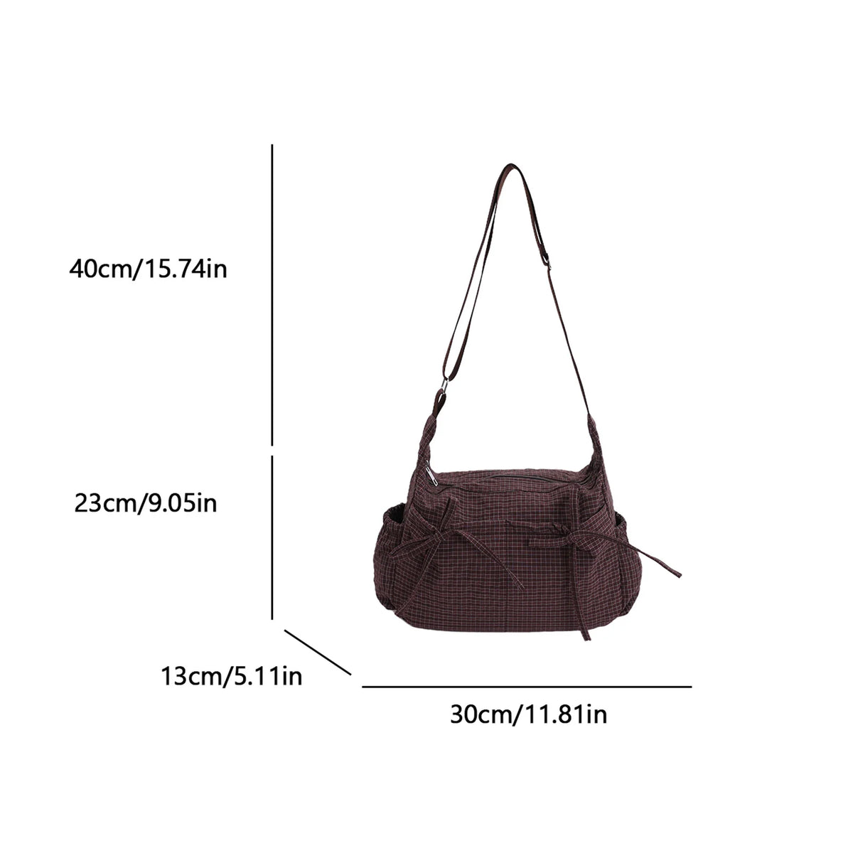 Women Checkered Underarm Bag with Adjustable Strap Messenger Bag for Work Shopping Travel