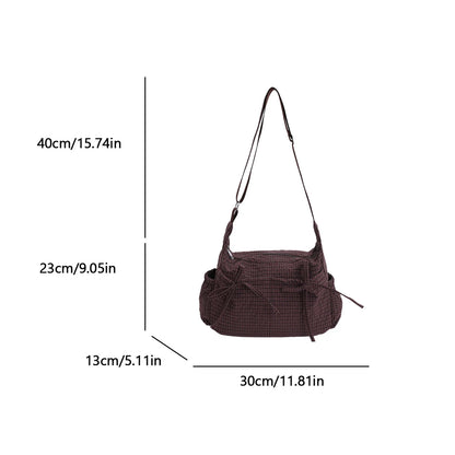 Women Checkered Underarm Bag with Adjustable Strap Messenger Bag for Work Shopping Travel