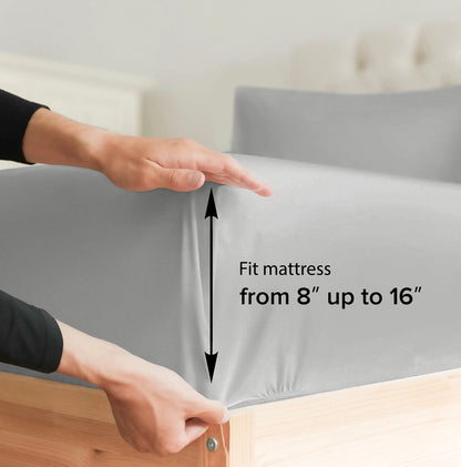Double Bed Sheets 4Pieces Set Fitted Flat Sheet with Pillowscase Luxury Microfiber