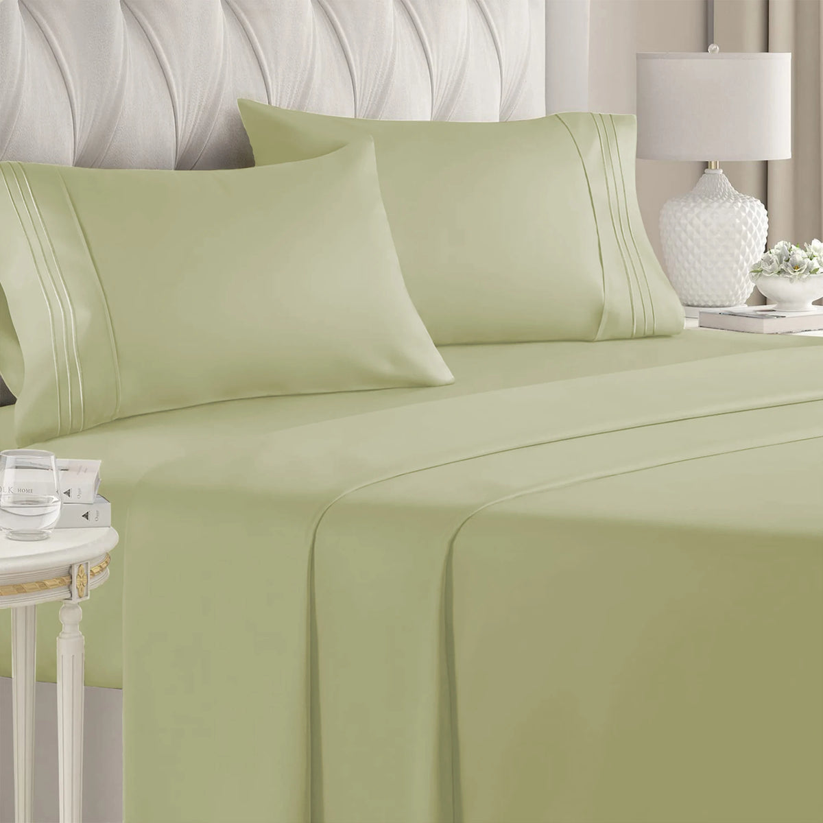 Double Bed Sheets 4Pieces Set Fitted Flat Sheet with Pillowscase Luxury Microfiber