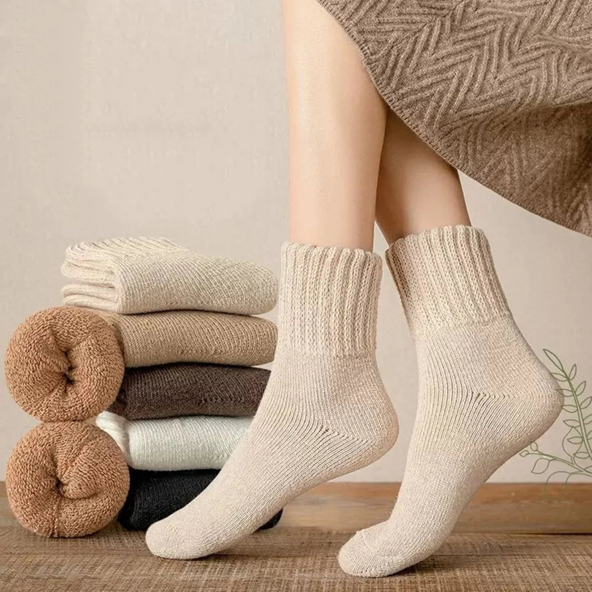 Boot Socks for Women Winter Solid Thick Warm Socks Cozy Crew Socks Christmas Gift,Solid Medium Calf Socks,Terry Thickened Warmth