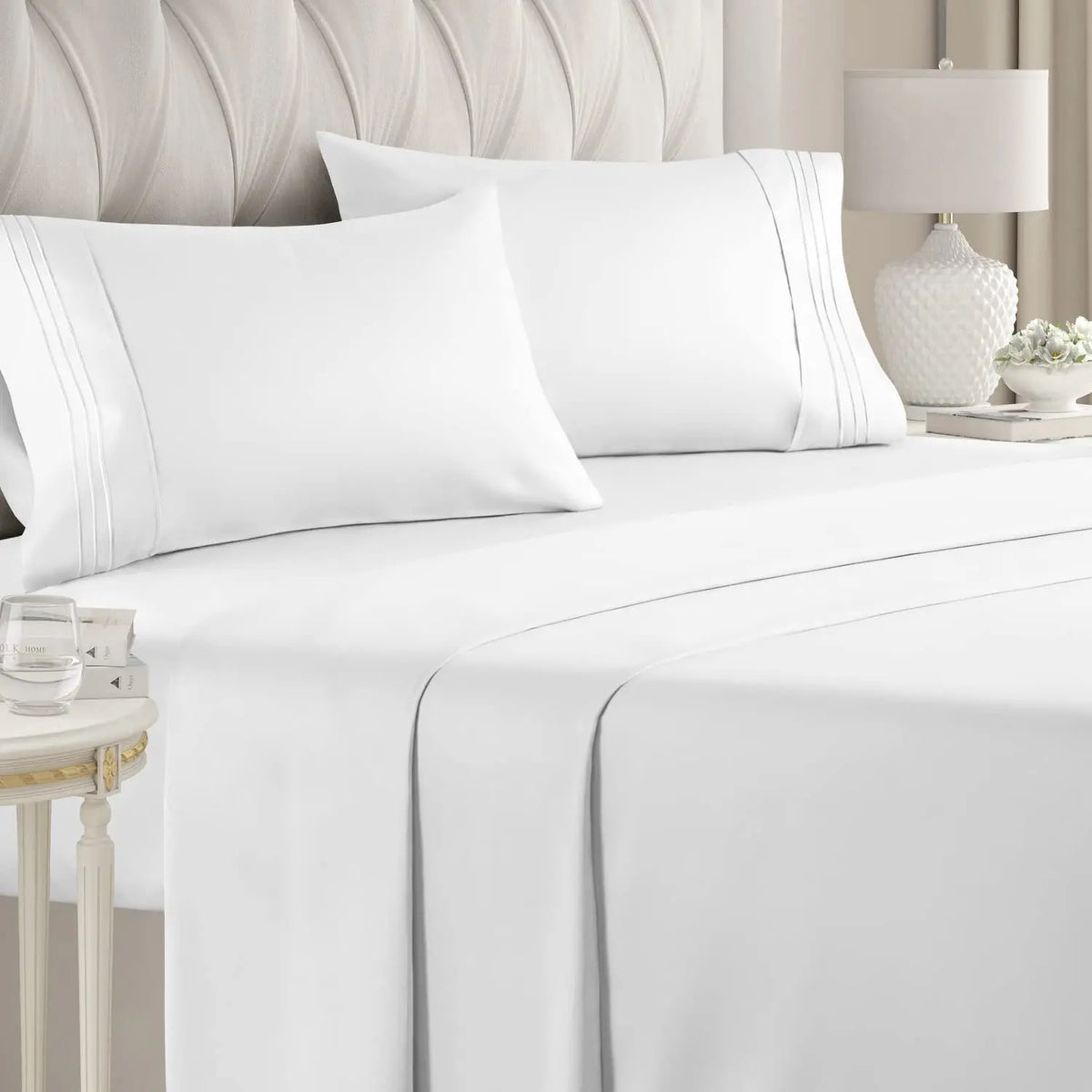 Double Bed Sheets 4Pieces Set Fitted Flat Sheet with Pillowscase Luxury Microfiber